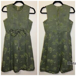 Vintage 50s 60s Green Party Dress with Bow Wiggle Cocktail Holiday Christmas (IB